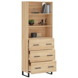 Berkfield Home Highboard Sonoma Oak 69.5x34x180 cm Engineered Wood in Brown - thumbnail 3