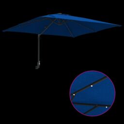Berkfield Home Garden Parasol Azurblau 2.5 x 2.5 m Fabric in Blue - thumbnail 9