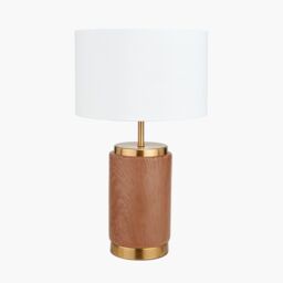 Ruma Set of 2 Carrara Wood Effect Ceramic Table Lamp in Brown - thumbnail 4