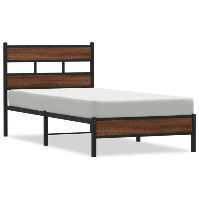 Berkfield Home Bed Frame Frame Brown Oak 75x190 cm Small Single Wood - image 1
