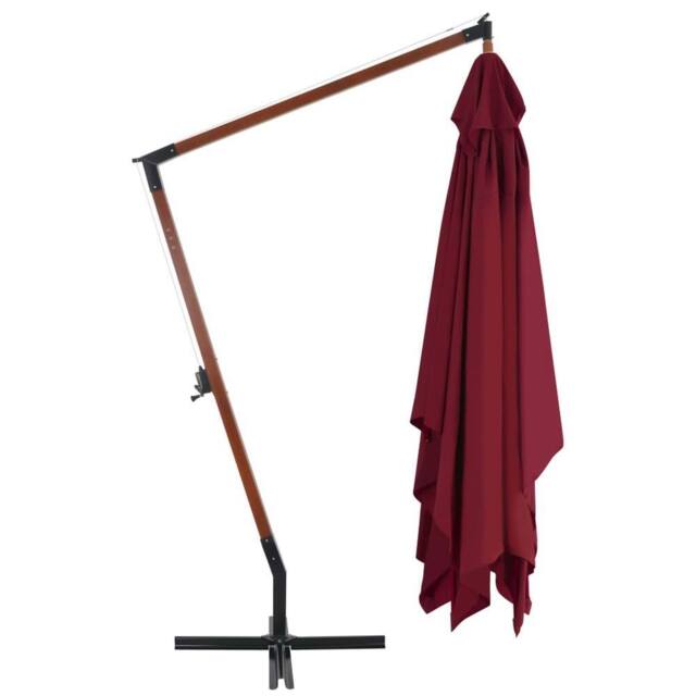 Berkfield Home Elegant Cantilever Umbrella with Wooden Pole 400x300 cm Bordeaux Red - image 1