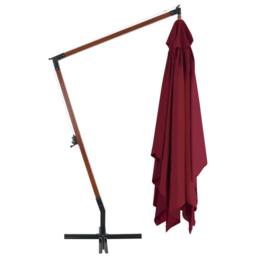 Berkfield Home Elegant Cantilever Umbrella with Wooden Pole 400x300 cm Bordeaux Red - thumbnail 1