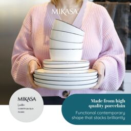 Mikasa Limestone 12pc Porcelain Dinner Set, White - thumbnail 9
