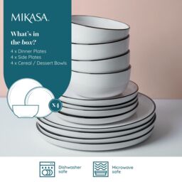 Mikasa Limestone 12pc Porcelain Dinner Set, White - thumbnail 7