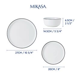 Mikasa Limestone 12pc Porcelain Dinner Set, White - thumbnail 6