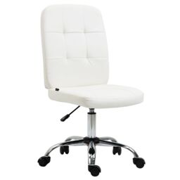 VINSETTO Curved Back Home Office Chair with Adjustable Height in White - thumbnail 2