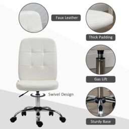 VINSETTO Curved Back Home Office Chair with Adjustable Height in White - thumbnail 5