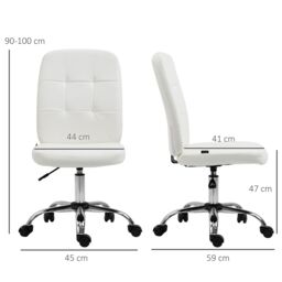 VINSETTO Curved Back Home Office Chair with Adjustable Height in White - thumbnail 3