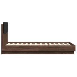 Berkfield Home Durable Bed Frame with LED without Mattress Brown Oak 75x190 cm S - Size: Small Single - thumbnail 7