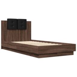 Berkfield Home Durable Bed Frame with LED without Mattress Brown Oak 75x190 cm S - Size: Small Single - thumbnail 1