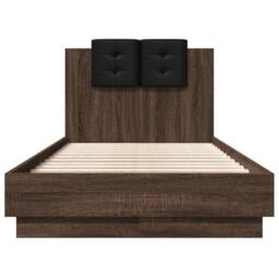 Berkfield Home Durable Bed Frame with LED without Mattress Brown Oak 75x190 cm S - Size: Small Single - thumbnail 6