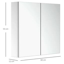 FORGEVIO Bathroom Cabinet Double Door Wall Mounted Mirror Stainless Steel in Silver - thumbnail 2