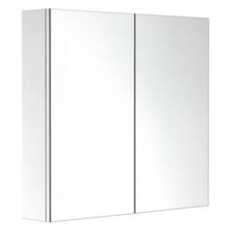 FORGEVIO Bathroom Cabinet Double Door Wall Mounted Mirror Stainless Steel in Silver