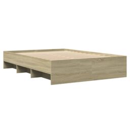 Berkfield Home Bed Frame without Mattress Sonoma Oak 120x200 cm Engineered Wood in Brown - Size: Small Double - thumbnail 4