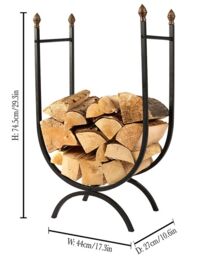 Dibor Traditional Style Black U Shape Log Storage Firewood Log Holder with Acorns H76 x W46cm - thumbnail 2