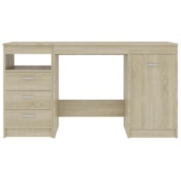 Berkfield Home Desk Sonoma Oak 140x50x76 cm Engineered Wood in Brown - Size: 140 x 50 x 76 cm - thumbnail 4