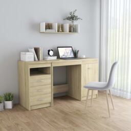 Berkfield Home Desk Sonoma Oak 140x50x76 cm Engineered Wood in Brown - Size: 140 x 50 x 76 cm