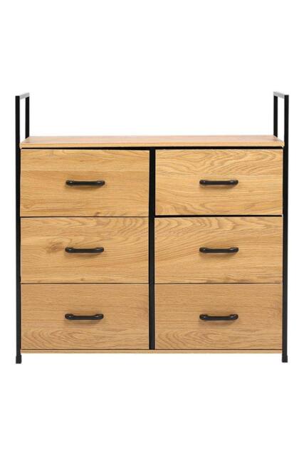 H&O Direct Freestanding 6-Drawer Wood & Fabric Storage Cabinet in Brown - image 1