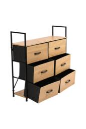 H&O Direct Freestanding 6-Drawer Wood & Fabric Storage Cabinet in Brown - thumbnail 5
