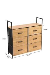 H&O Direct Freestanding 6-Drawer Wood & Fabric Storage Cabinet in Brown - thumbnail 6