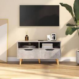 Berkfield Home TV Cabinet Concrete Grey 90x40x48.5 cm Engineered Wood - thumbnail 2