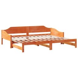 Berkfield Home Daybed with Trundle without Mattress Wax Brown 90x200 cm Solid Wood - thumbnail 6
