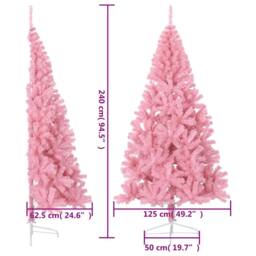 Berkfield Home Artificial Half Christmas Tree with Stand Pink 240 cm PVC - thumbnail 9