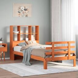 Berkfield Home Decorative Bookcase Bed without Mattress Wax Brown 100x200cm Soli - Size: 100x200 cm - thumbnail 2