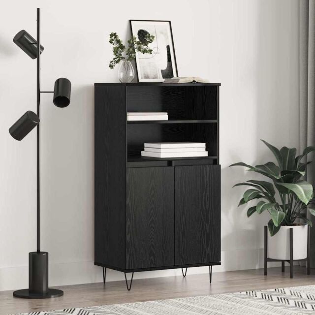 Berkfield Home Highboard with Shelf with Storage with Door Black Engineered wood - image 1