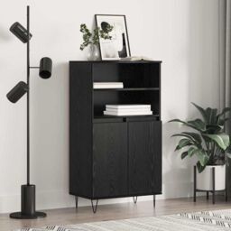 Berkfield Home Highboard with Shelf with Storage with Door Black Engineered wood - thumbnail 1