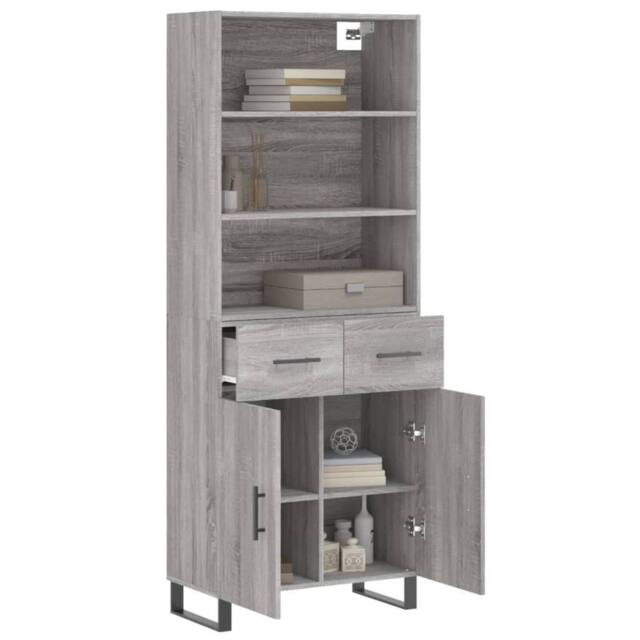 Berkfield Home Highboard Grey Sonoma 69.5x34x180 cm Engineered Wood - image 1