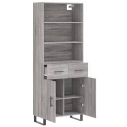 Berkfield Home Highboard Grey Sonoma 69.5x34x180 cm Engineered Wood - thumbnail 4