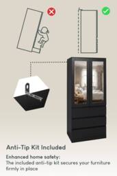 Home Discount Vida Designs Denver 2 Door 3 Drawer Mirrored Wardrobe Bedroom in Black - thumbnail 6