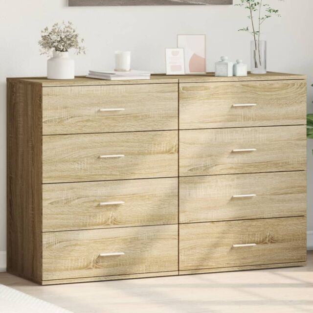 Berkfield Home Sideboards 2 pcs Sonoma Oak 60x39x80 cm Engineered Wood in Brown - Size: 60 x 39 x 80 cm - image 1