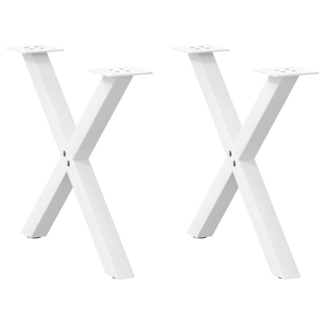 Berkfield Home Coffee Table Legs X-Shaped 2 pcs White 50x(42-43) cm Steel - image 1