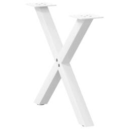 Berkfield Home Coffee Table Legs X-Shaped 2 pcs White 50x(42-43) cm Steel - thumbnail 4