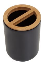 Orsina Modern Black Toothbrush Holder, Toothbrush Cup With Divider, Holder For Bathroom Accessories - thumbnail 3