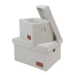 JVL Shiro Rectangular Lidded Storage Baskets - Set of 2 in White - thumbnail 1