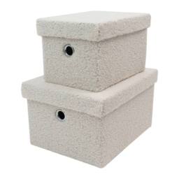 JVL Shiro Rectangular Lidded Storage Baskets - Set of 2 in White - thumbnail 2