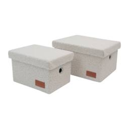 JVL Shiro Rectangular Lidded Storage Baskets - Set of 2 in White - thumbnail 4