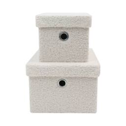 JVL Shiro Rectangular Lidded Storage Baskets - Set of 2 in White - thumbnail 3