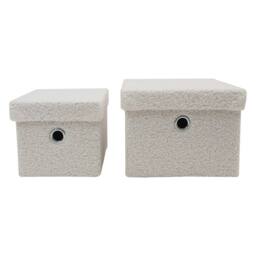 JVL Shiro Rectangular Lidded Storage Baskets - Set of 2 in White - thumbnail 5