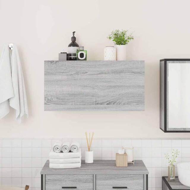 Berkfield Home Decorative Bathroom Wall Cabinet Grey Sonoma 80x25x40 cm Engineer - Size: 80 x 25 x 40 cm - image 1