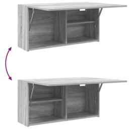 Berkfield Home Decorative Bathroom Wall Cabinet Grey Sonoma 80x25x40 cm Engineer - Size: 80 x 25 x 40 cm - thumbnail 9