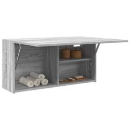 Berkfield Home Decorative Bathroom Wall Cabinet Grey Sonoma 80x25x40 cm Engineer - Size: 80 x 25 x 40 cm - thumbnail 4