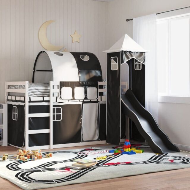 Berkfield Home Bunk Bed without Mattress with Slide White & Black 90x200 cm - image 1