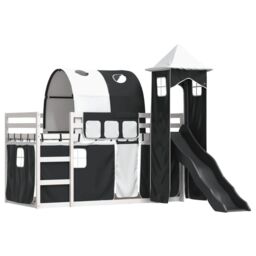 Berkfield Home Bunk Bed without Mattress with Slide White & Black 90x200 cm - thumbnail 3