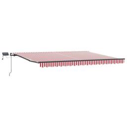 Berkfield Home Manual Retractable Awning with LED Red & White Stripe 400x350 cm - thumbnail 4
