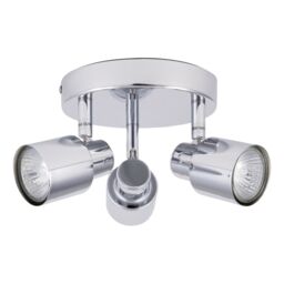First Choice Lighting Pair of Chrome 3 Light IP44 Bathroom Round Spotlight Plates in Silver - thumbnail 4