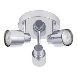 First Choice Lighting Pair of Chrome 3 Light IP44 Bathroom Round Spotlight Plates in Silver - thumbnail 3